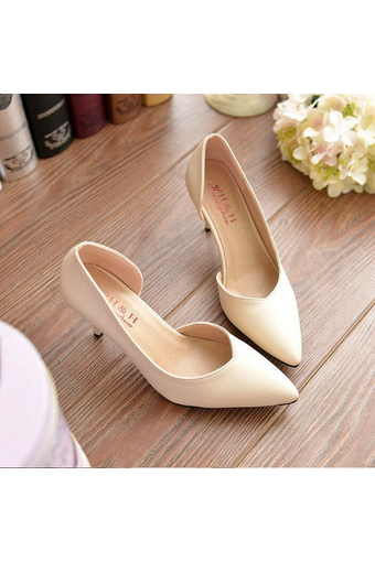 Women&#039;s High Heels Pointed Toe OL Stilettos Fashion Leather Lady Shoes White D87