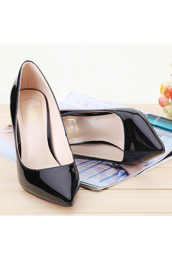 Stiletto Spring Black PU Leather Fashion Party Women Pumps 2016