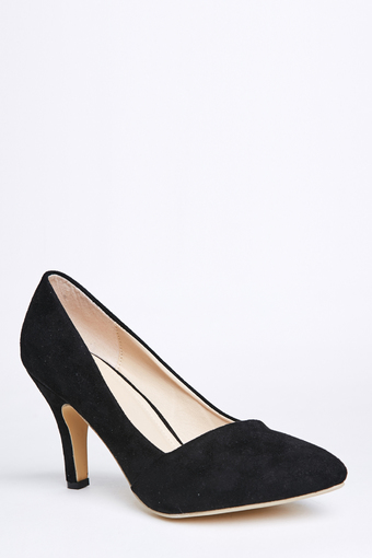 Stitch Classic Pointed Toe Stiletto Heels, Suede finish (Black)(Export)