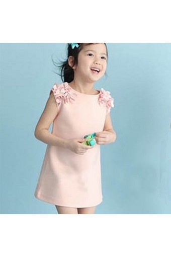 Moonar Summer Baby Kids Girls Flower Sleeveless Princess Dress (Pink)