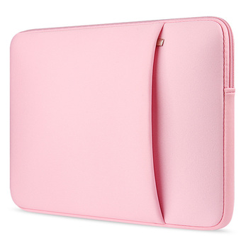 Laptop Protective Carrying Sleeve Pouch Bag with Side Pocket for Universal 15.6 inch Laptop Pink