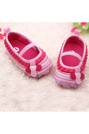 Moonar Newborn Baby Girl Flower Ruffled Shoes Toddler Soft Crib Walk Shoes (Pink)