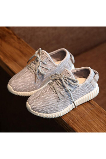 Boy's Student's Canvas Casual Girl's Sneakers Sports Athletic Knit Shoes I105 Grey