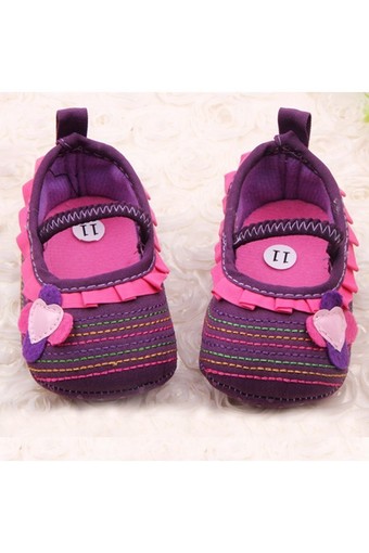 Moonar Newborn Baby Girl Flower Ruffled Shoes Toddler Soft Crib Walk Shoes (Purple)