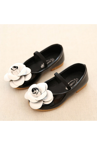 Daily Fashion Girl&#039;s Kid&#039;s Flowers Casual Cute Rubber Sole PU Leather Shoes I95 Black