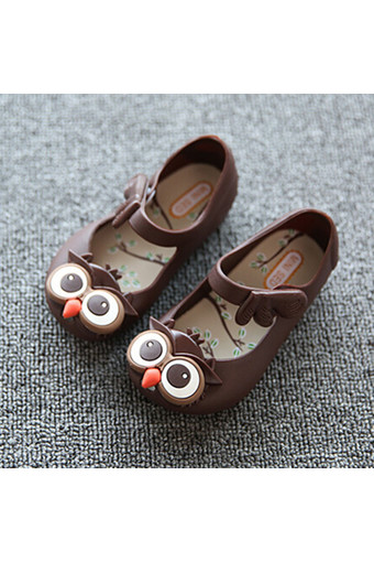 I75 Hot New Summer Girl&#039;s Cute Owl Ankle Strap Hasp Kids Children Soft Jelly Flats Sandals Shoes Color Coffee - Intl