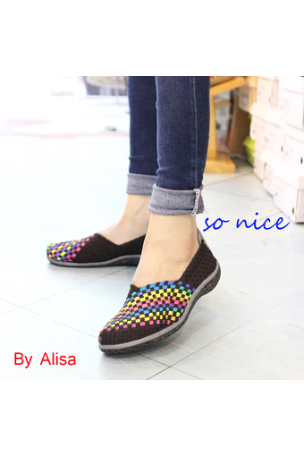 Alisa Shoes รองเท้าผ้าใบแฟชั่นComfortเพื่อสุขภาพรุ่น A1735 Coffee