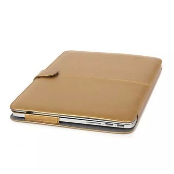 Premium Leather Book Cover Clip On Sleeve Case Cover for Apple MacBook Air 13.3&quot;Golden&quot;