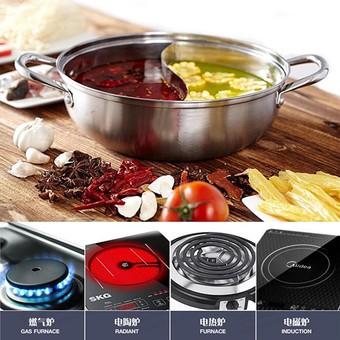 Five Star Store 28cm Stainless Steel Twin Divided Cookware Shabu-Shabu Induction Pot Compatible
