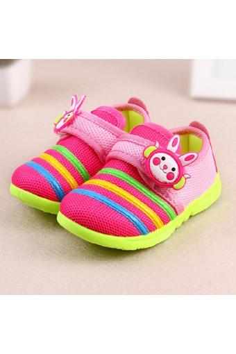 M fashion รองเท้าเด็ก รองเท้าแฟชั่นแบบสวมหุ้มส้น (สีชมพูเขียว) รุ่น16718