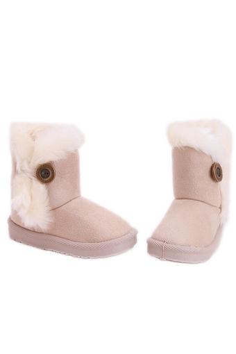 Hang-Qiao Winter Children Snow Boots Thick Warm Shoes Kids Shoes Beige