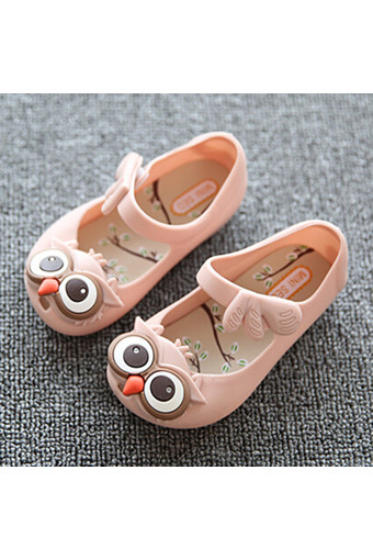 I75 Hot New Summer Girl&#039;s Cute Owl Ankle Strap Hasp Kids Children Soft Jelly Flats Sandals Shoes Color Pink