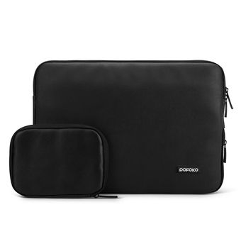 POFOKO PU Leather 15.6 Inch Laptop Sleeve Bag Case Cover for Apple New Macbook, Black (Intl)
