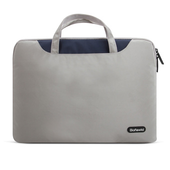 POFOKO Stylish 14 inch Portable Quality Nylon Fabric Waterproof Laptop Bag for Laptop Notebook(Grey) (Intl)