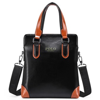 Men&#039;s Leather Handbag Shoulder Briefcase Business iPad Bag Black - Intl