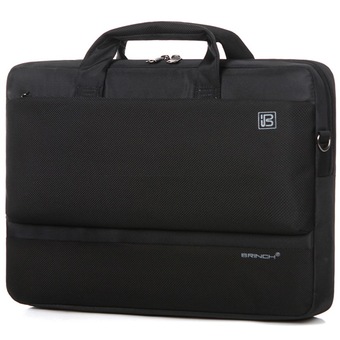 BRINCH 14.6 inch Universal Durable Shockproof Nylon Laptop Shoulder Bag Carrying Messenger Bag Briefcase Handbag with Shoulder Strap Pockets and Back Belt for 15 - 14.6 Inch Laptop / Notebook / Tablet / MacBook / Ultrabook /Chromebook (Black) (Intl)