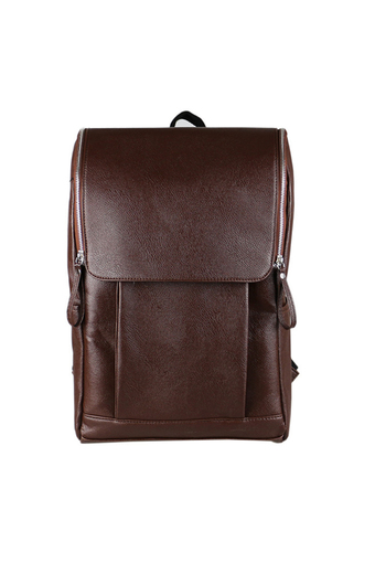 360WISH Fashion Casual Men PU Leather Backpack Shoulder Bag Student School Bag - Coffee