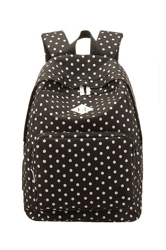 niceEshop Lightweight Casual Polk Dots Daypack Backpack Canvas Bookbag School Bags for Women, Black - Intl