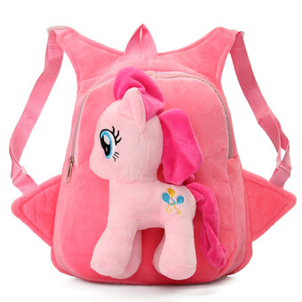 Kids Child Girls School Bag Cartoon Horse Plush Doll Bag Backpack Satchel Gift Pink