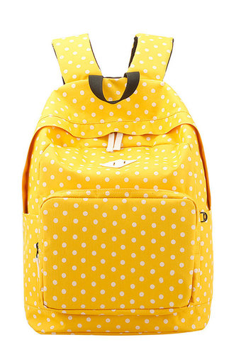 niceEshop Lightweight Casual Polk Dots Daypack Backpack Canvas Bookbag School Bags for Women, Yellow - Intl