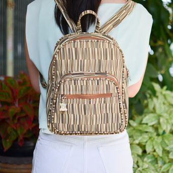 MilesKeeper mini backpack PVC leather กระเป๋าเป้สะพายหลัง รุ่น 202 - Brown