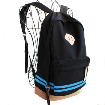 Cute Backpack Canvas Satchel Rucksack Schoolbag Leisure Travel Shoulder Bag Black