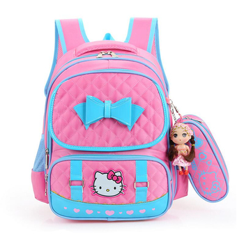 Hely TOP High-capacity Kids Girls Cartoon Schoolbag Waterproof Primary School Pupils Backpack with Pencil Bag (Pink) - Intl