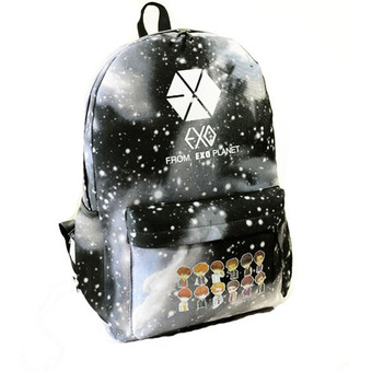 Black Unisex Galaxy Pattern Canvas Shoulder Bag Backpack SchoolBag Rucksack