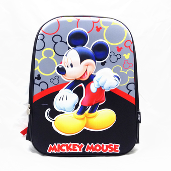 Mickey Mouse กระเป๋าเป้สะพายหลัง กระเป๋านักเรียน สีดำลายมิกกี้ตัวนูน