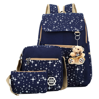 Girl Canvas School Bag Backpack Travel Rucksack - Intl