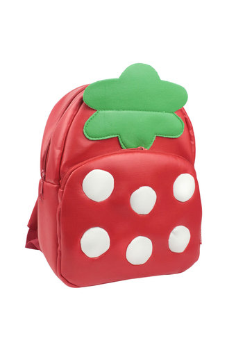 niceEshop Red Strawberry PU Leather Animal Backpack Schoolbag for Children