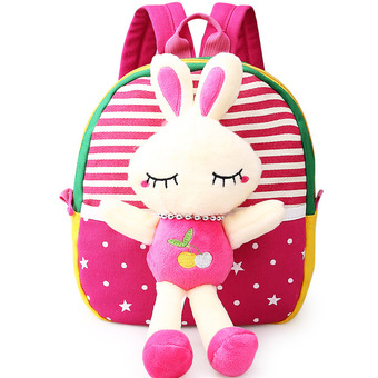 Children's school bags for boys and girls in kindergarten kids 1-3 years baby bag cute backpack Red Rabbit