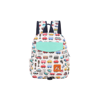 Kids' Vehicle Printing Kindergarten/School Canvas Backpack White