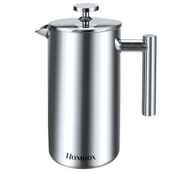 Astar Cyber 1000ml Double Wall Stainless Steel Coffee Press with None Drip Spout and Filter Screens (Silver) - Intl