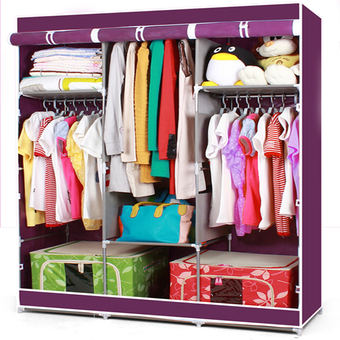 HOUSE BRAND ตู้เสื้อผ้า พร้อมผ้าคลุม 3 บล็อค (สีม่วง)
