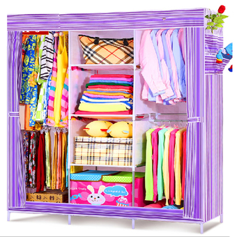 Fashion Storage ตู้เสื้อผ้าแฟชั่นทันสมัยสไตล์เกาหลี - ลายตรงม่วง