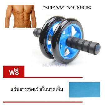 NEW YORK Six Pack ลูกกลิ้งบริหารหน้าท้อง ล้อกลิ้งเล่นกล้ามท้อง แบบล้อคู่ บริหารกล้ามท้อง ขนาด 14 CM. No.003 - Blue