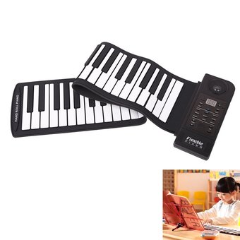 Portable 61 Keys Flexible Roll-Up Electronic Piano Soft Keyboard- Function:Recording/OOP/Playback, Single-finger Chord and Multi-finger Chord, Demo Songs Play