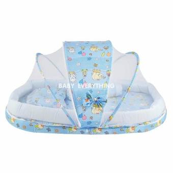 ชุดที่นอนมุ้งสำหรับทารก 2 in 1 พร้อมหมอนและ หมอนข้าง สีฟ้า(สีฟ้าอ่อน)