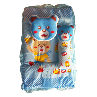 Baby Club ชุดที่นอนเด็กอ่อน ลายหมี ผ้า TC - สีฟ้า