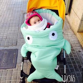 ถุงนอนเด็กปลาฉลาม ถุงนอนสำหรับเด็ก ที่นอนเด็ก เสื้อผ้าเด็ก Sleeping Bag สีเขียวมิ้น(Green)