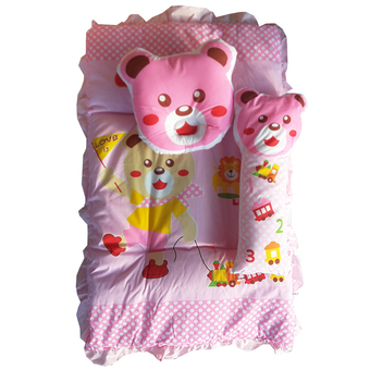 Baby Club ชุดที่นอนเด็กอ่อน ลายหมี ผ้า TC - สีชมพู