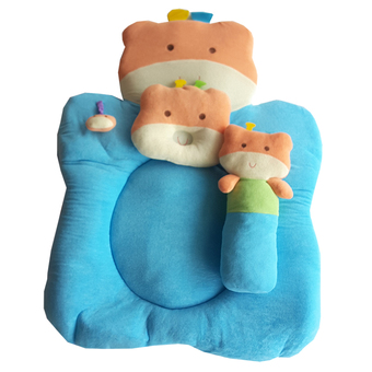 JUJU ชุดที่นอนผ้าขนหนู รูปแมว สีฟ้า/น้ำตาล