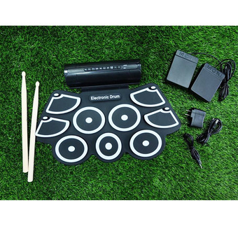 Konix - W760 กลองไฟฟ้าขนาดพกพา มีลำโพงในตัว 9 Pads Roll Up Drum Kit Battery / USB powered Stick Pedal*2