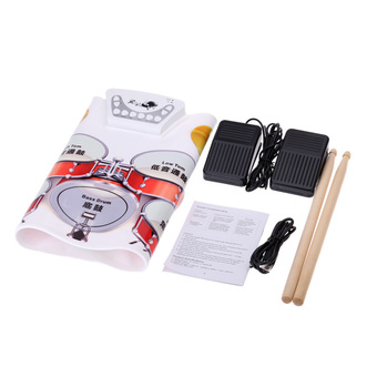 Silicone Electronic Drum Jazz Drum USB Roll Up Drum Kit with DrumSticks Foot Pedal W1008M