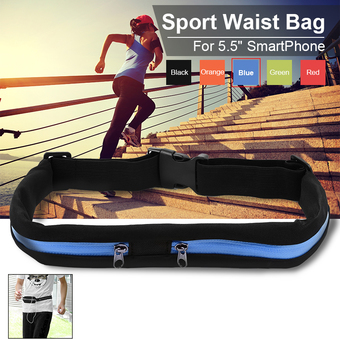 กระเป๋าคาดเอว สำหรับออกกำลังกาย มีความยืดหยุ่นสูง กันน้ำ (สีดำ-น้ำเงิน) OS592