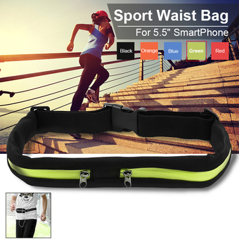 กระเป๋าคาดเอว สำหรับออกกำลังกาย มีความยืดหยุ่นสูง กันน้ำ (สีดำ-เขียว) OS593