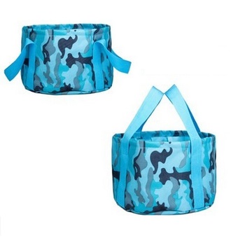 DJSHOP กระเป๋าใส่น้ำ พับเก็บได้ ขนาด 15L(สีฟ้าลาย BLUE MIC)