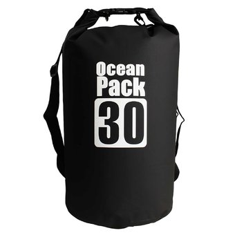 Fisca 30L Waterproof Cylinder Dry Bag Storage for Floating Boating Sailing Canoe(Black).