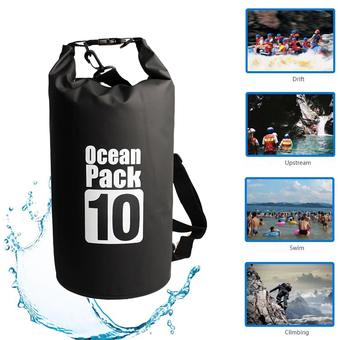 Portable 10L Waterproof Bag Storage Dry Bag for Rafting Drifting Canoe Kayak Sports Outdoor Camping Travel Backpack (Black)